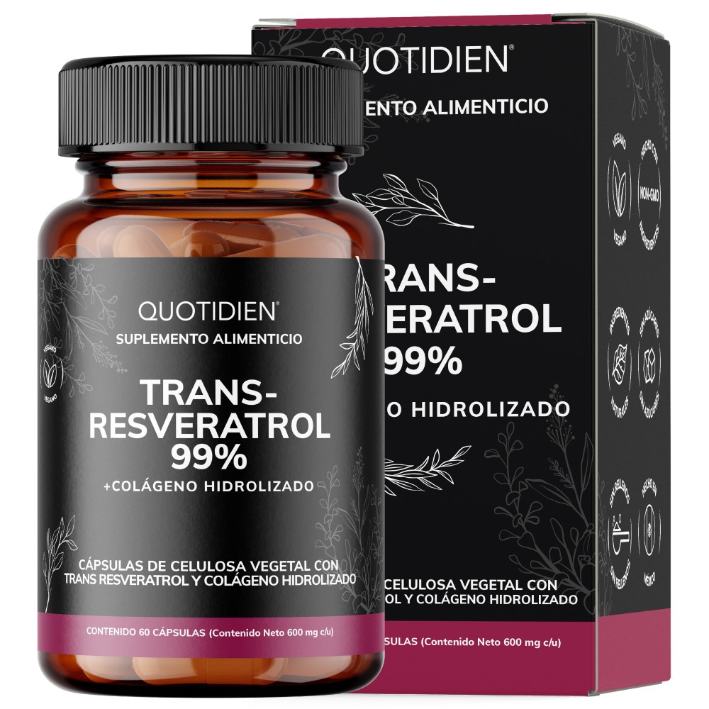 Suplemento Alimenticio Trans Resveratrol Con Colágeno Hidrolizado Y Calcio Quotidien 60 Cápsulas