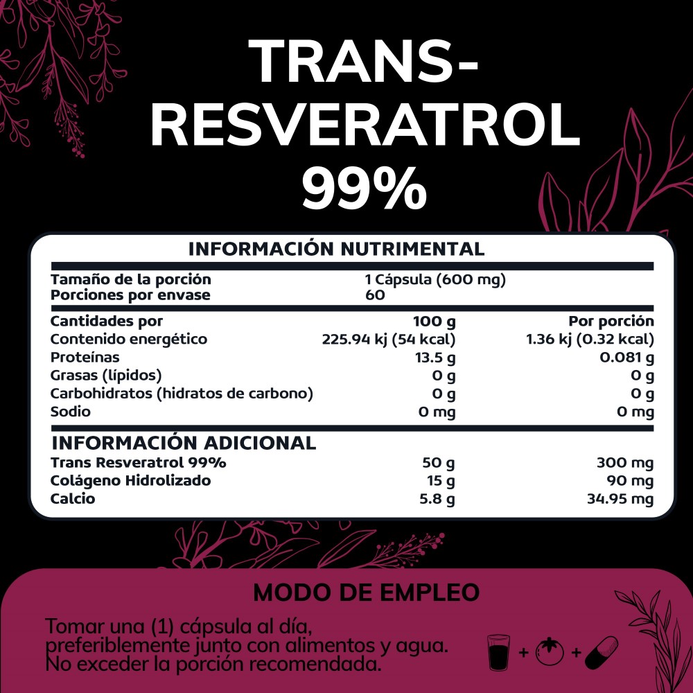 Foto 2 | Suplemento Alimenticio Trans Resveratrol Con Colágeno Hidrolizado Y Calcio Quotidien 60 Cápsulas