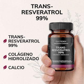 Foto 3 | Suplemento Alimenticio Trans Resveratrol Con Colágeno Hidrolizado Y Calcio Quotidien 60 Cápsulas