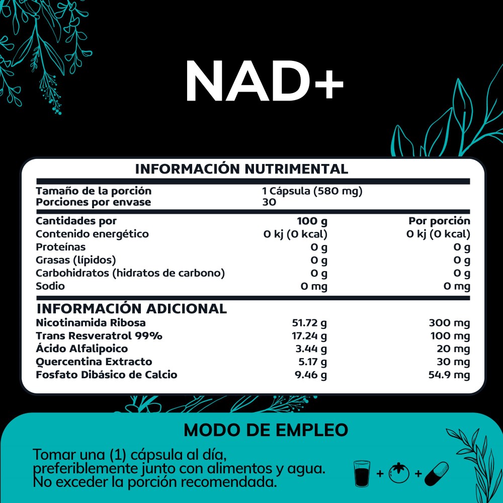 Foto 3 pulgar | Suplemento Alimenticio Nicotinamida Ribosa Trans Reveratrol Acido Alfalipoico Quercentina Extracto Quotidien 60 Cápsula