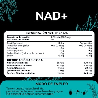 Foto 2 | Suplemento Alimenticio Nicotinamida Ribosa Trans Reveratrol Acido Alfalipoico Quercentina Extracto Quotidien 60 Cápsula