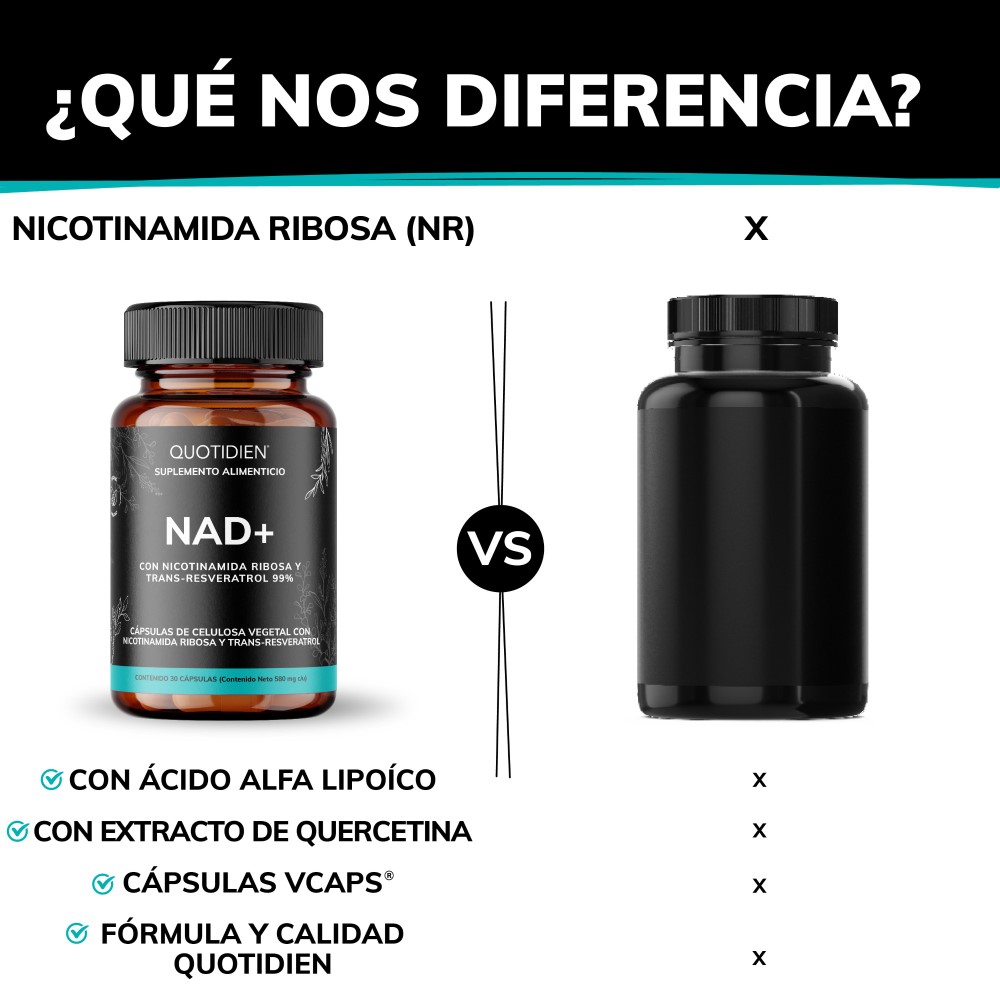 Foto 4 | Suplemento Alimenticio Nicotinamida Ribosa Trans Reveratrol Acido Alfalipoico Quercentina Extracto Quotidien 60 Cápsula