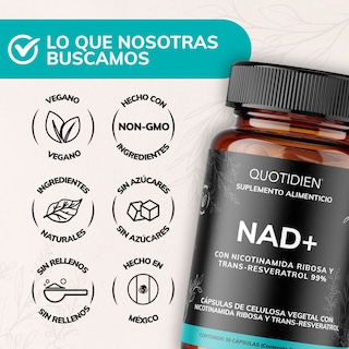 Foto 6 | Suplemento Alimenticio Nicotinamida Ribosa Trans Reveratrol Acido Alfalipoico Quercentina Extracto Quotidien 60 Cápsula