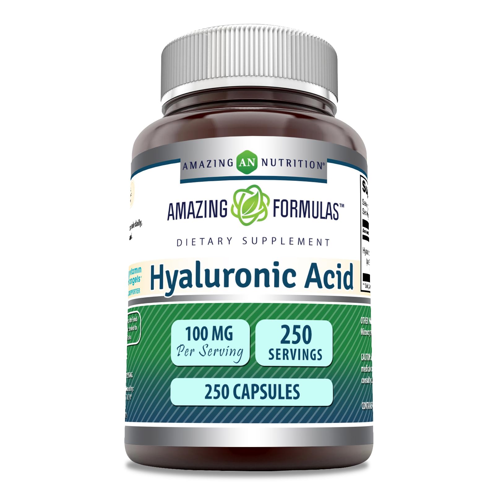 Suplemento De Ácido Hialurónico Amazing Formulas 100 Mg 250 Cápsulas - Venta Internacional.