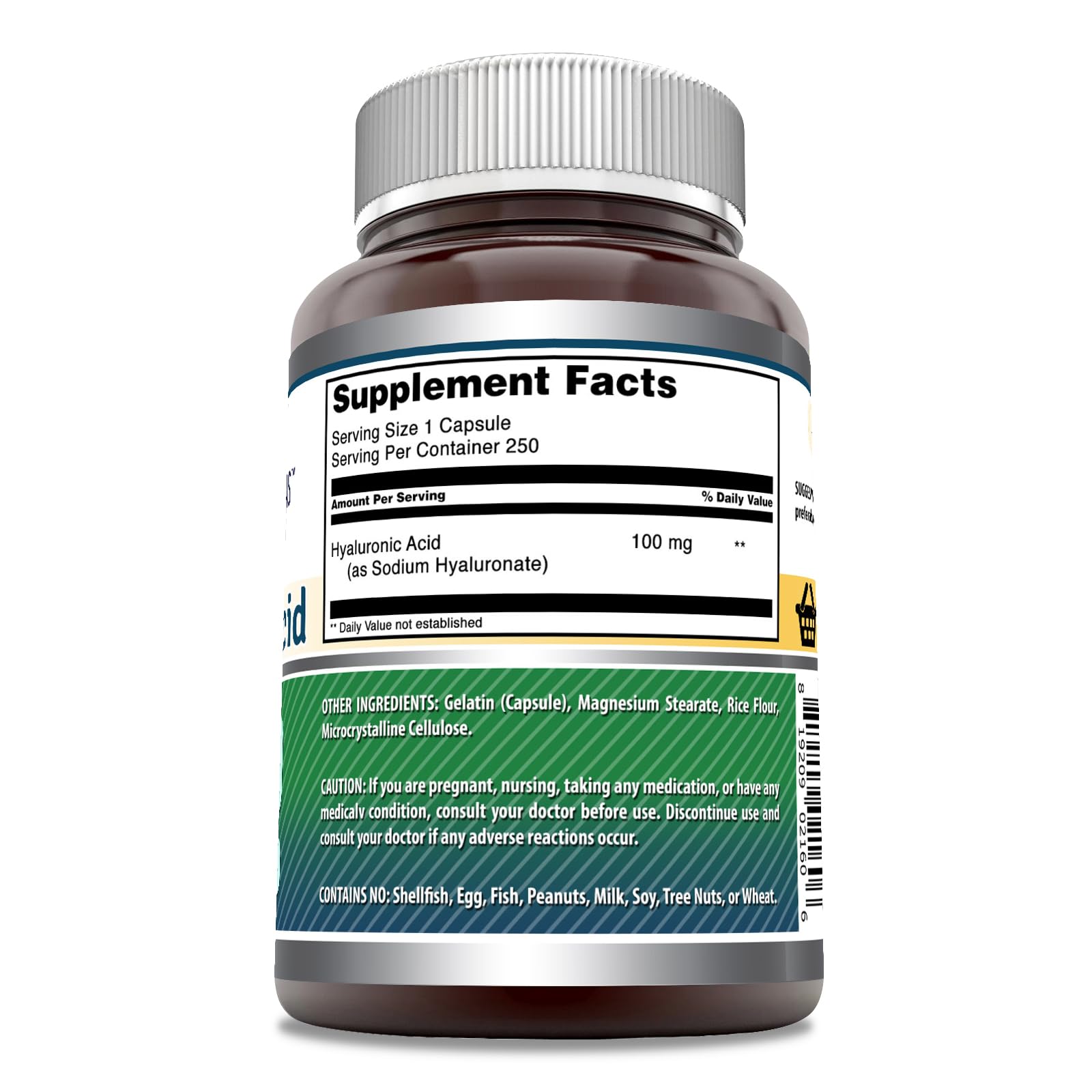 Foto 3 pulgar | Suplemento De Ácido Hialurónico Amazing Formulas 100 Mg 250 Cápsulas - Venta Internacional.