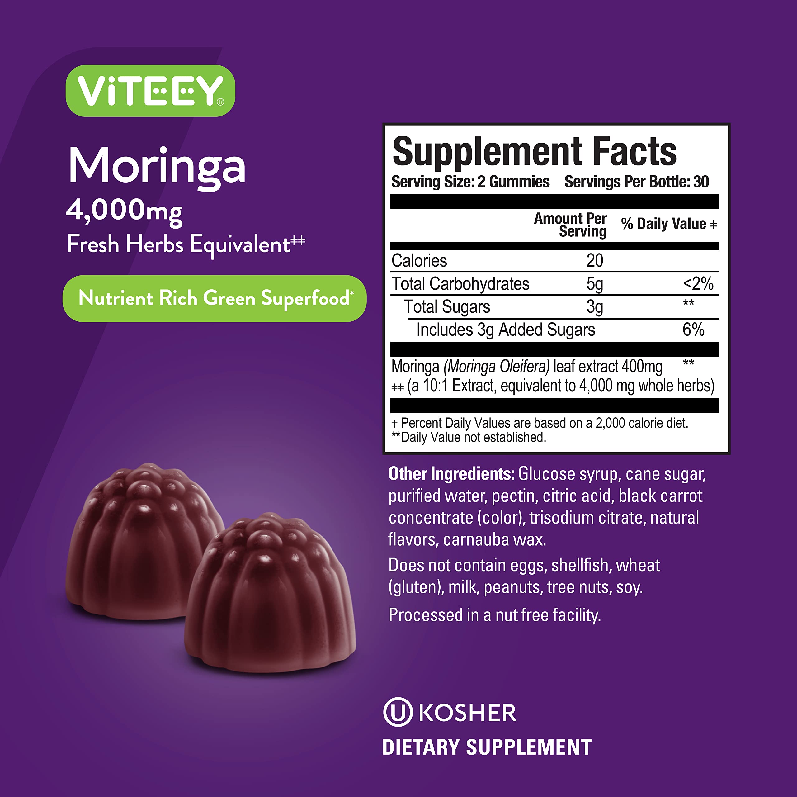 Foto 5 pulgar | Gummies Viteey Extracto De Hoja De Moringa 4000 Mg Para Apoyar El Sistema Inmunológico - Venta Internacional.