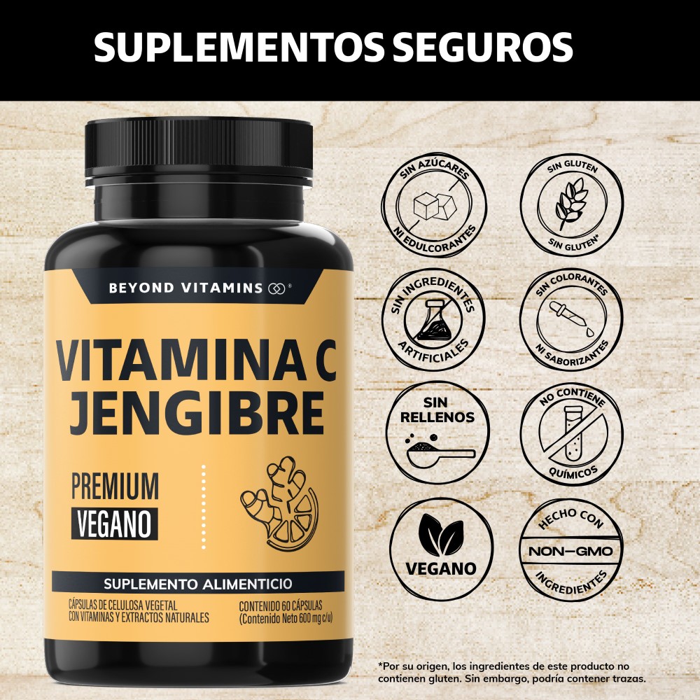 Foto 3 pulgar | Suplemento Alimenticio Vitamina C Jengibre Equinácea Ajo Orégano Zinc Y Vitamina D3 Beyond Vitamins 60 Cápsulas