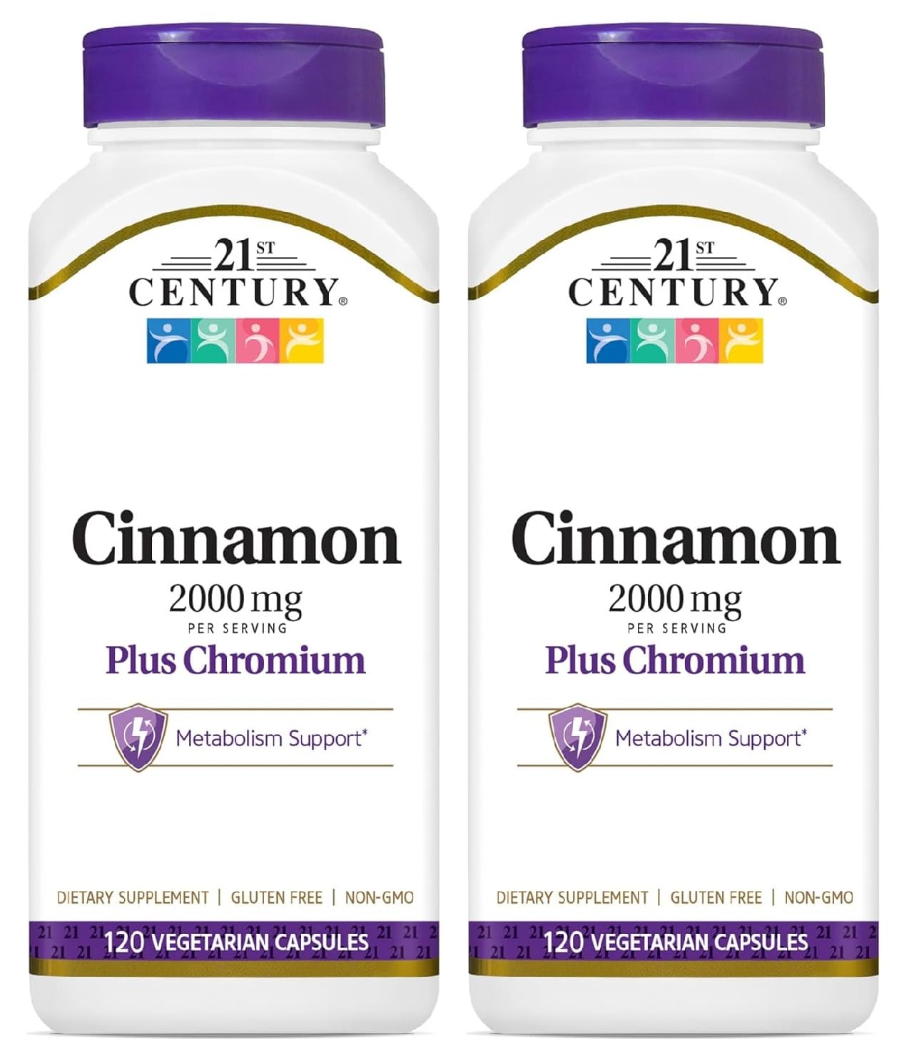 Suplemento 21st Century Cinnamon 2000 Mg Con Cromo 120 Cápsulas - Venta Internacional.