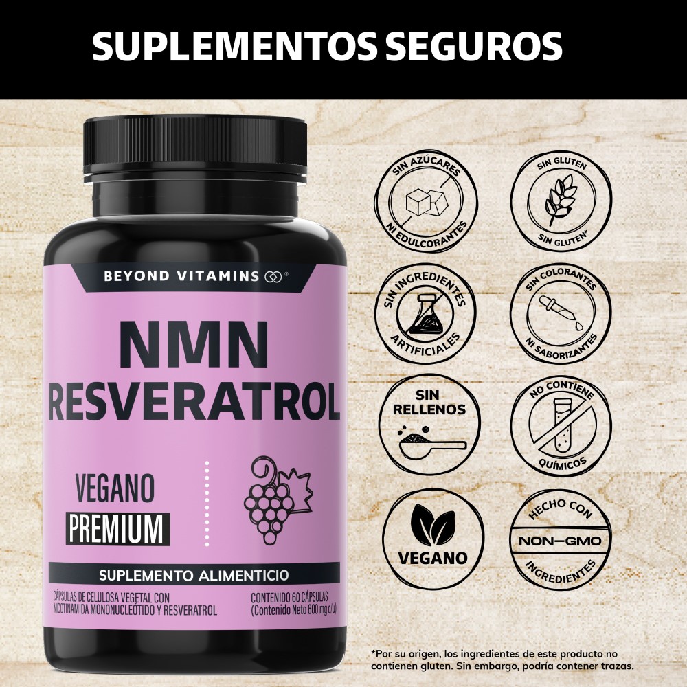 Foto 3 pulgar | Suplemento Alimenticio Nicotinamida Mononucleotido Betaina Hcl Trans Reveratrol Calcio Beyond Vitamins 60 Cápsulas