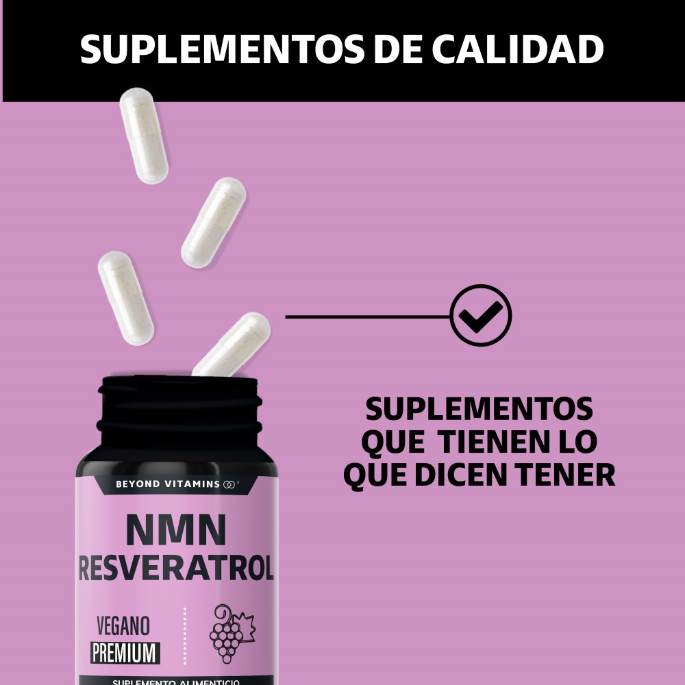 Foto 4 | Suplemento Alimenticio Nicotinamida Mononucleotido Betaina Hcl Trans Reveratrol Calcio Beyond Vitamins 60 Cápsulas