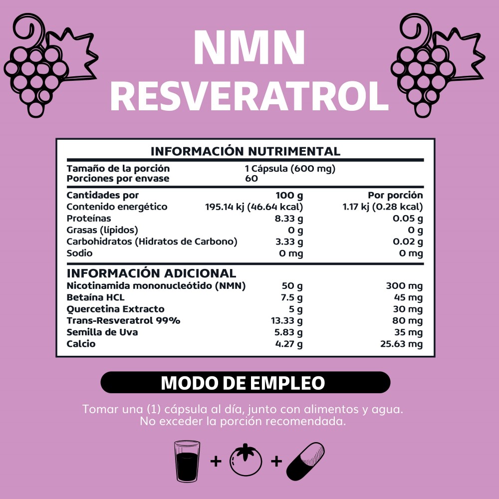 Foto 7 pulgar | Suplemento Alimenticio Nicotinamida Mononucleotido Betaina Hcl Trans Reveratrol Calcio Beyond Vitamins 60 Cápsulas
