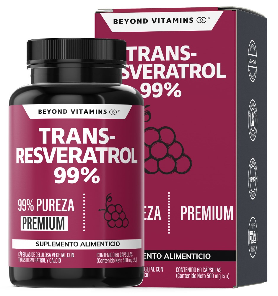 Foto 2 pulgar | Suplemento Alimenticio Trans Resveratrol Con Calcio Beyond Vitamins 60 Cápsulas