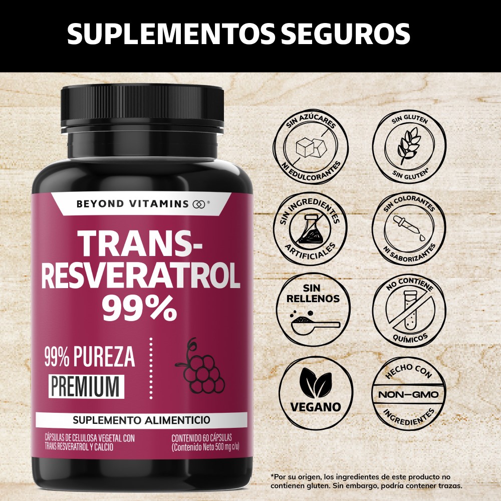 Foto 3 pulgar | Suplemento Alimenticio Trans Resveratrol Con Calcio Beyond Vitamins 60 Cápsulas
