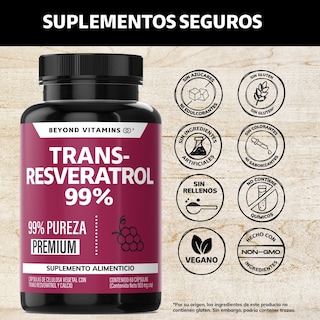 Foto 2 | Suplemento Alimenticio Trans Resveratrol Con Calcio Beyond Vitamins 60 Cápsulas