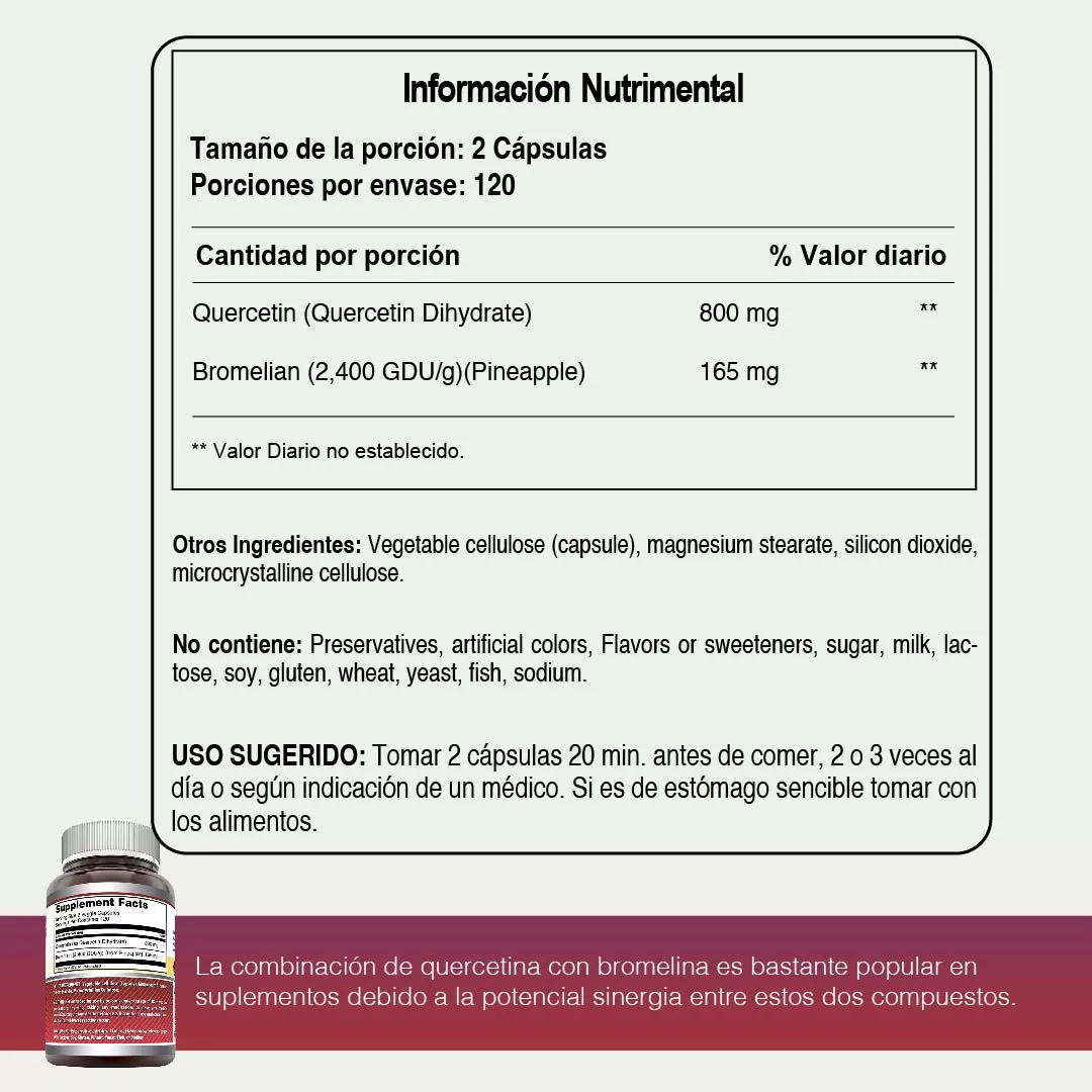 Foto 4 pulgar | Amazing Formulas Quercetin + Bromelain Antioxidante 240 Cápsulas