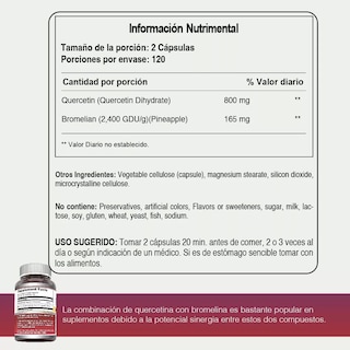 Foto 3 | Amazing Formulas Quercetin + Bromelain Antioxidante 240 Cápsulas