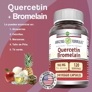 Foto 4 | Amazing Formulas Quercetin + Bromelain Antioxidante 240 Cápsulas