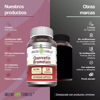 Foto 5 | Amazing Formulas Quercetin + Bromelain Antioxidante 240 Cápsulas