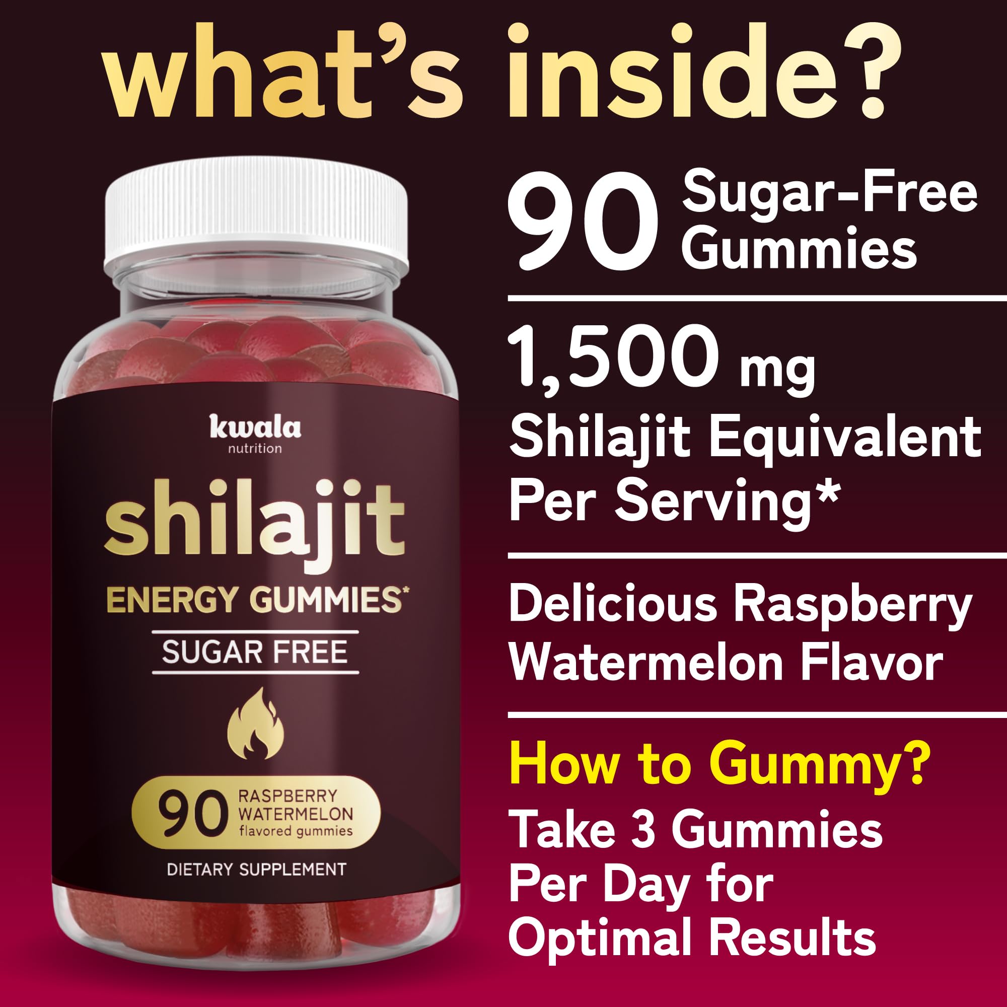 Foto 6 pulgar | Gomitas Shilajit Supplement Kwala Nutrition, 1500 Mg, 90 Unidades - Venta Internacional.
