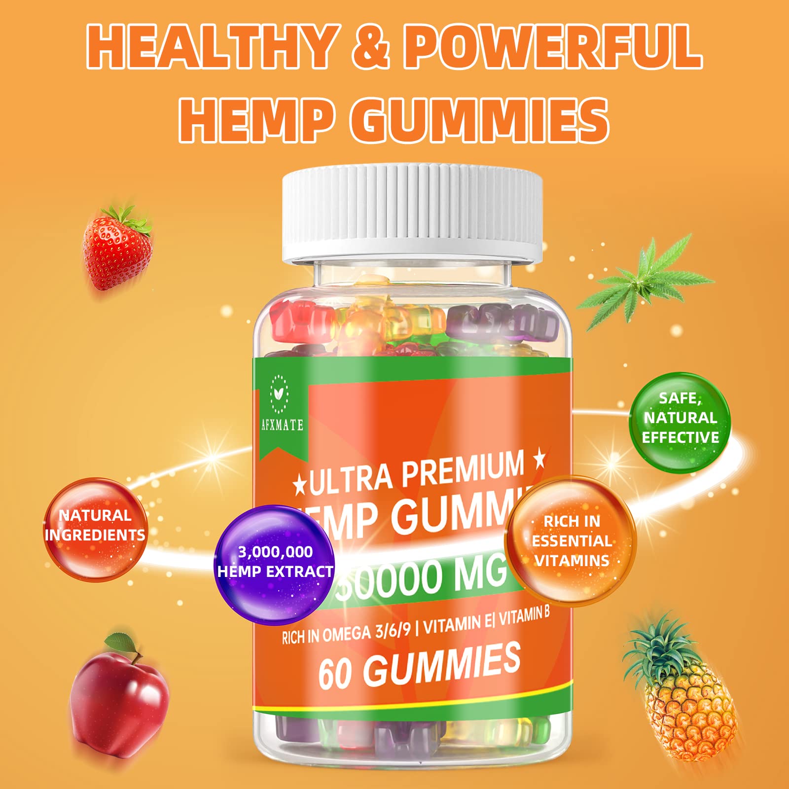 Foto 6 pulgar | Gomitas De Cáñamo Afxmate Fruity Edibles Gummy 3000 Mg (paquete De 2) - Venta Internacional.