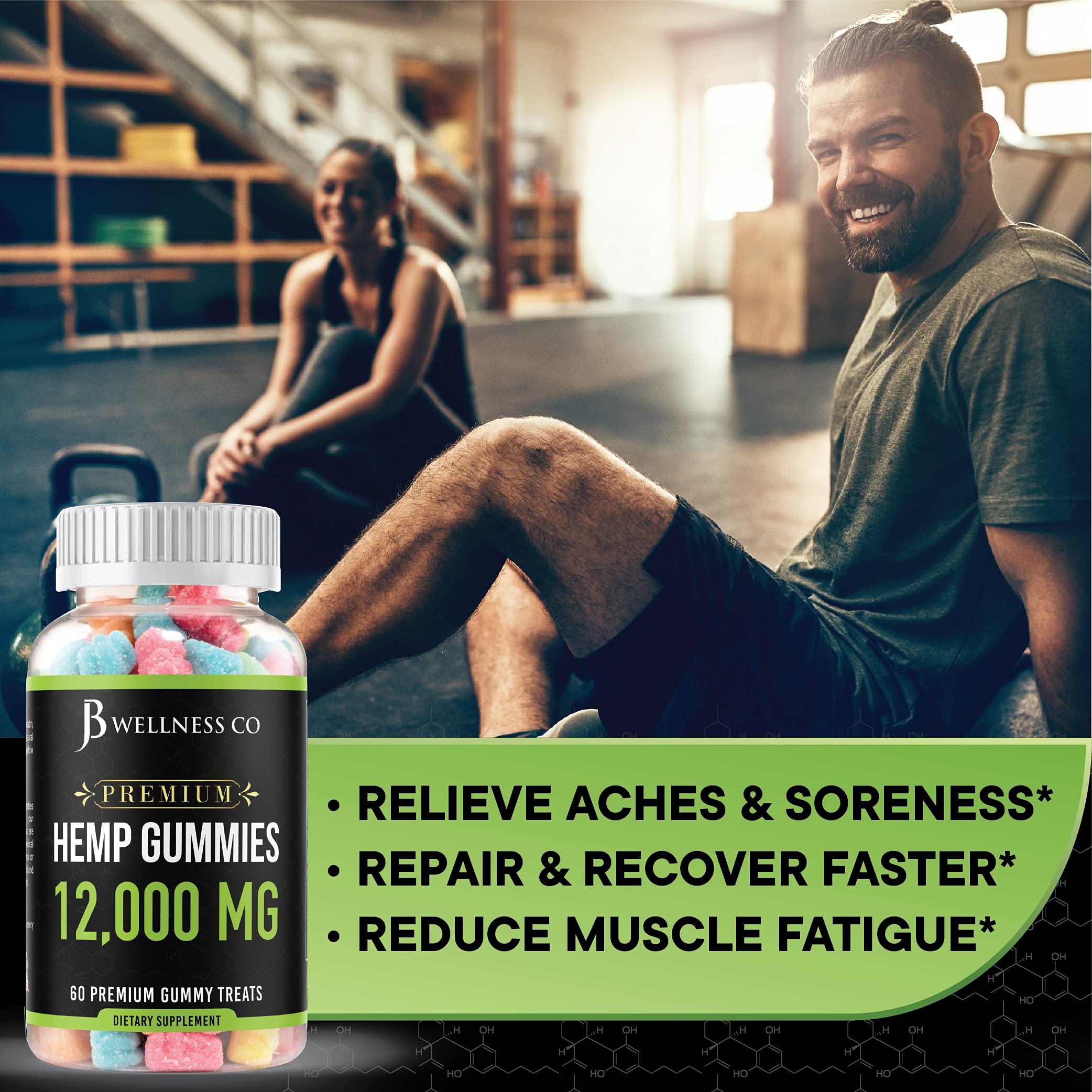 Foto 4 pulgar | Gomitas De Cáñamo Jb Wellness Co Premium, 12.000 Inflamaciones, 120 Unidades - Venta Internacional.