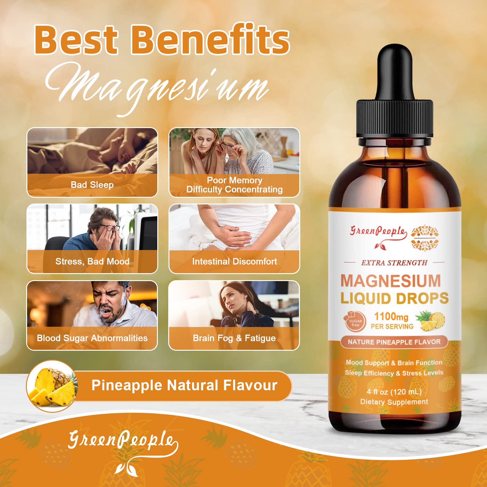 Foto 4 pulgar | Suplemento Greenpeople Triple Magnesium Complex 1100 Mg - Venta Internacional.