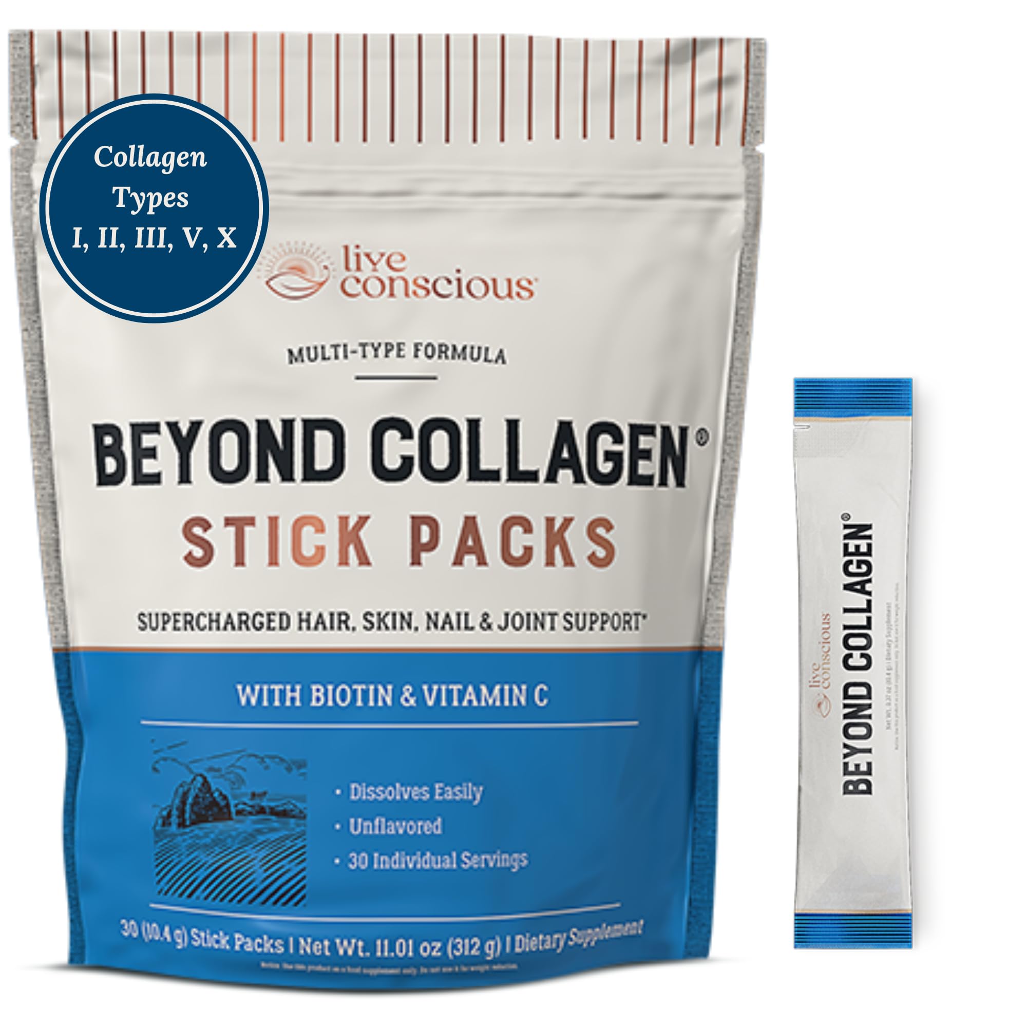 Foto 2 pulgar | Paquete De 30 Péptidos De Colágeno Supplements Live Conscious Beyond - Venta Internacional.