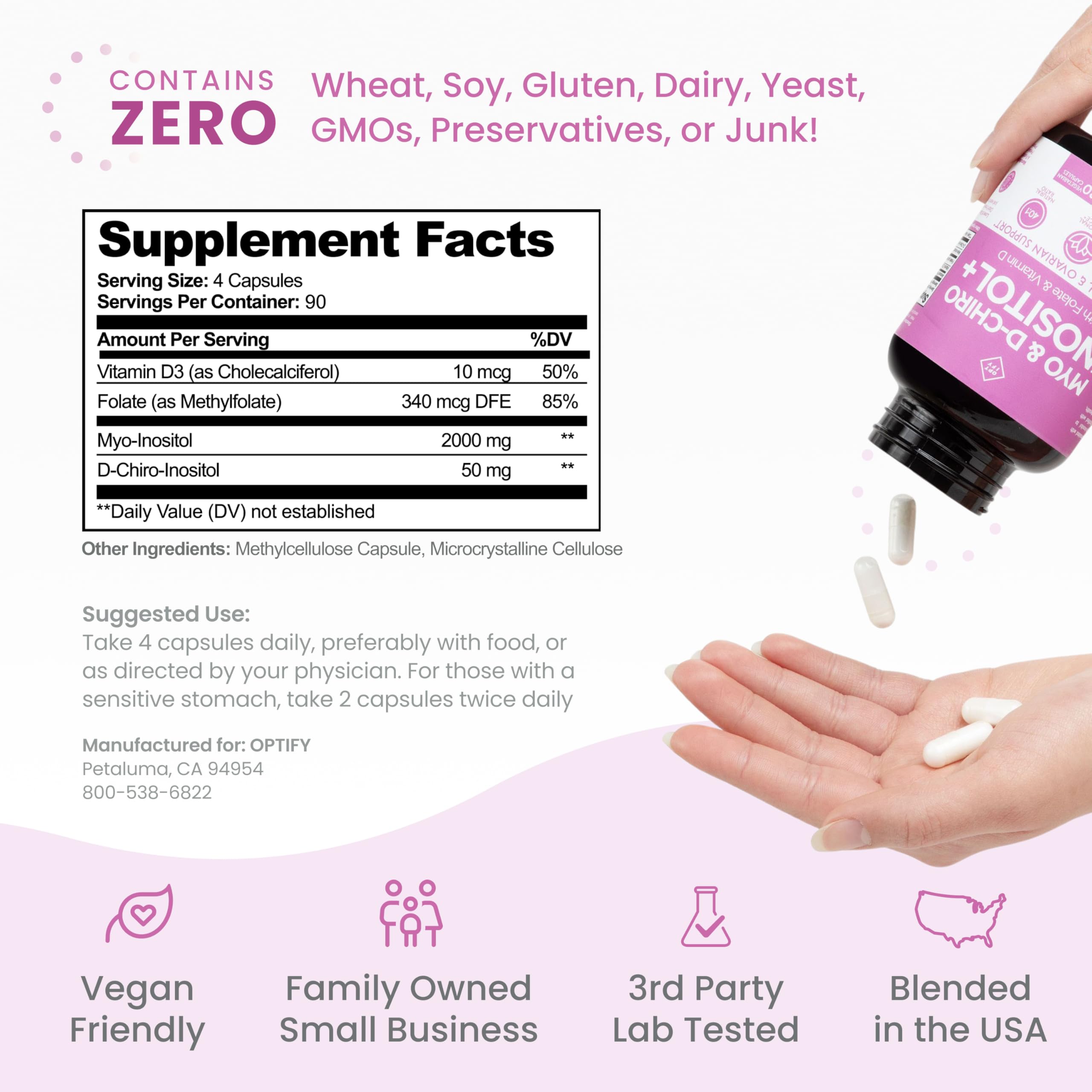 Foto 7 pulgar | Suplemento Optify Inositol Mio-inositol D-chiro Inositol - Venta Internacional.