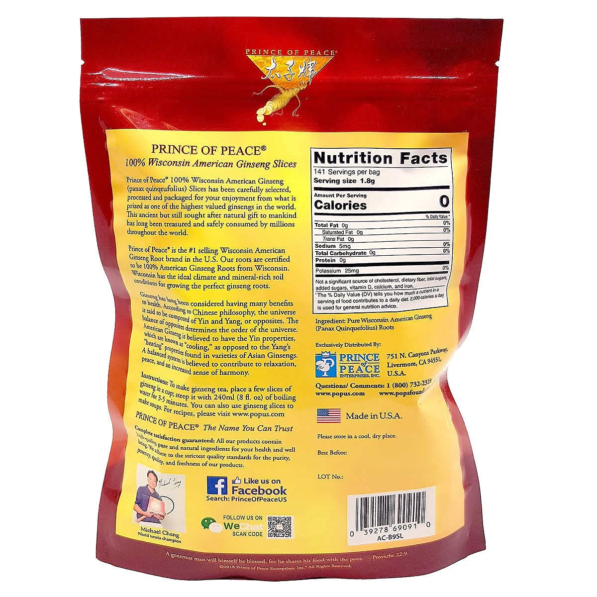 Foto 3 pulgar | Rebanadas De Ginseng Prince Of Peace 100% Wisconsin American, 255 G - Venta Internacional.