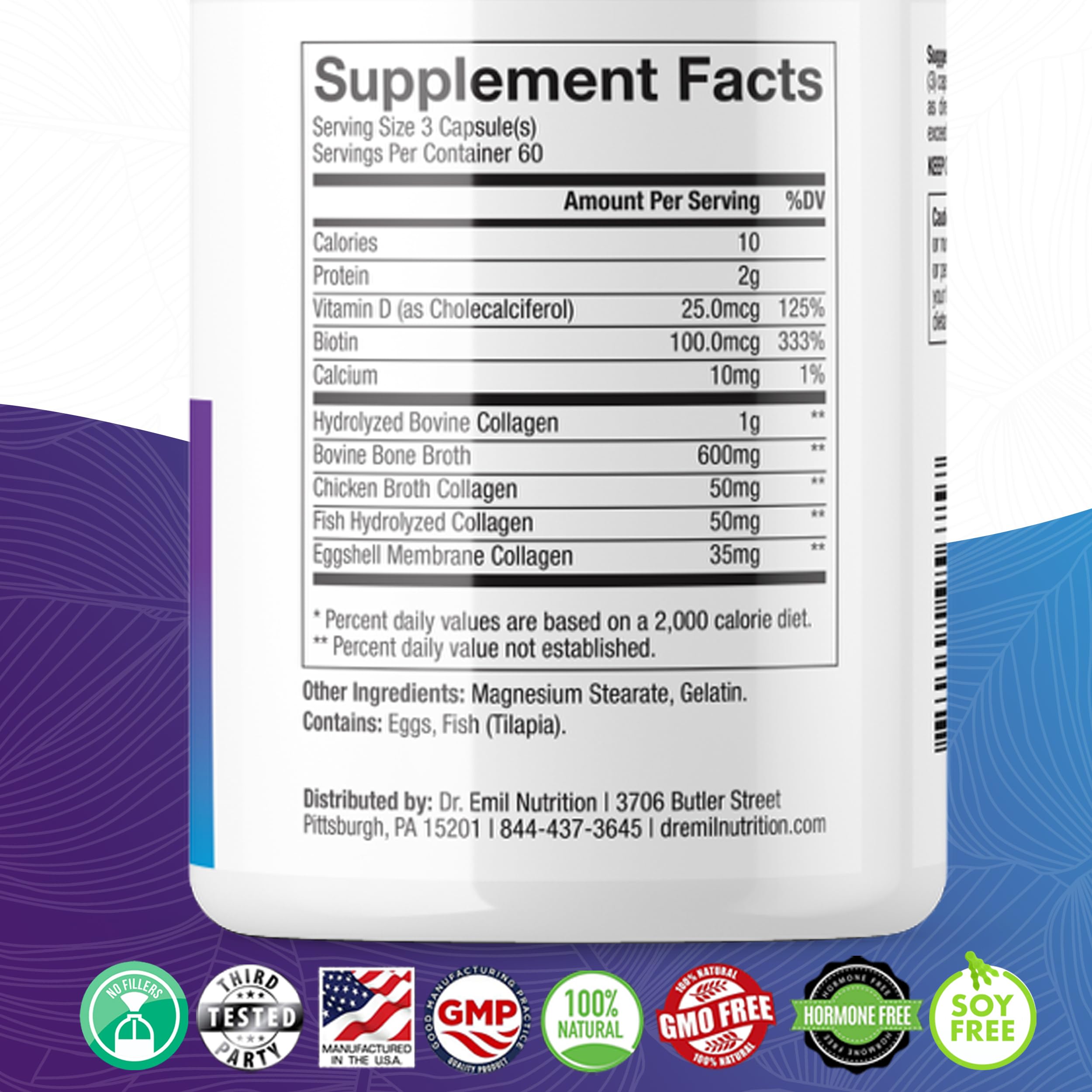 Foto 4 pulgar | Suplementos Dr. Emil Nutrition Con Péptidos Multicolágeno Y Biotina - Venta Internacional.
