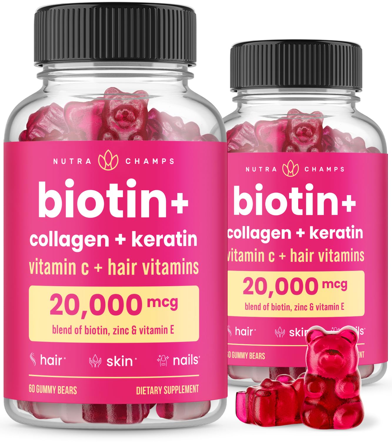 Foto 2 pulgar | Gomitas Supplement Nutrachamps Para Cabello, Piel Y Uñas, 120 Unidades - Venta Internacional.