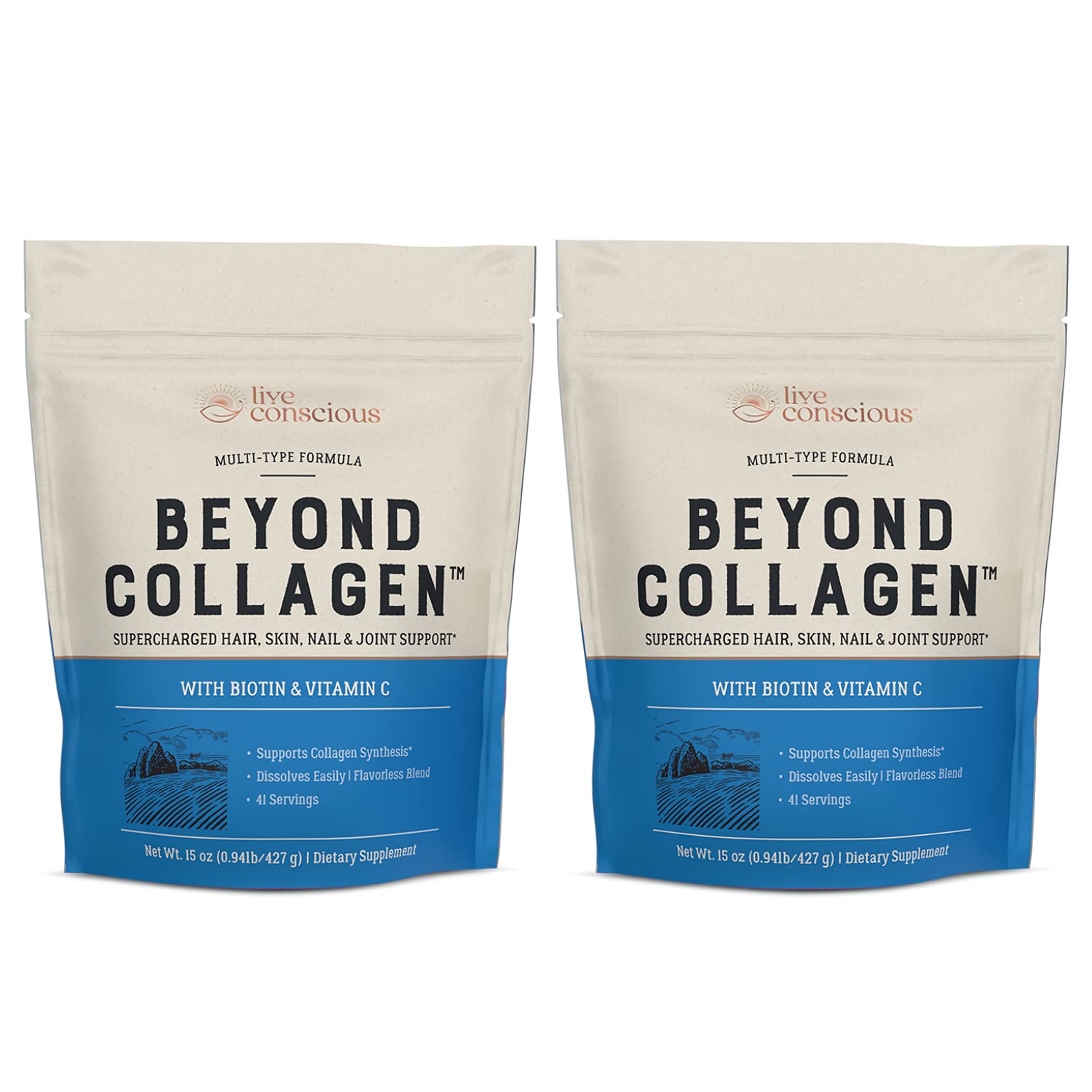 Colágeno En Polvo Live Conscious Beyond Multi 15 Oz (paquete De 2) - Venta Internacional.