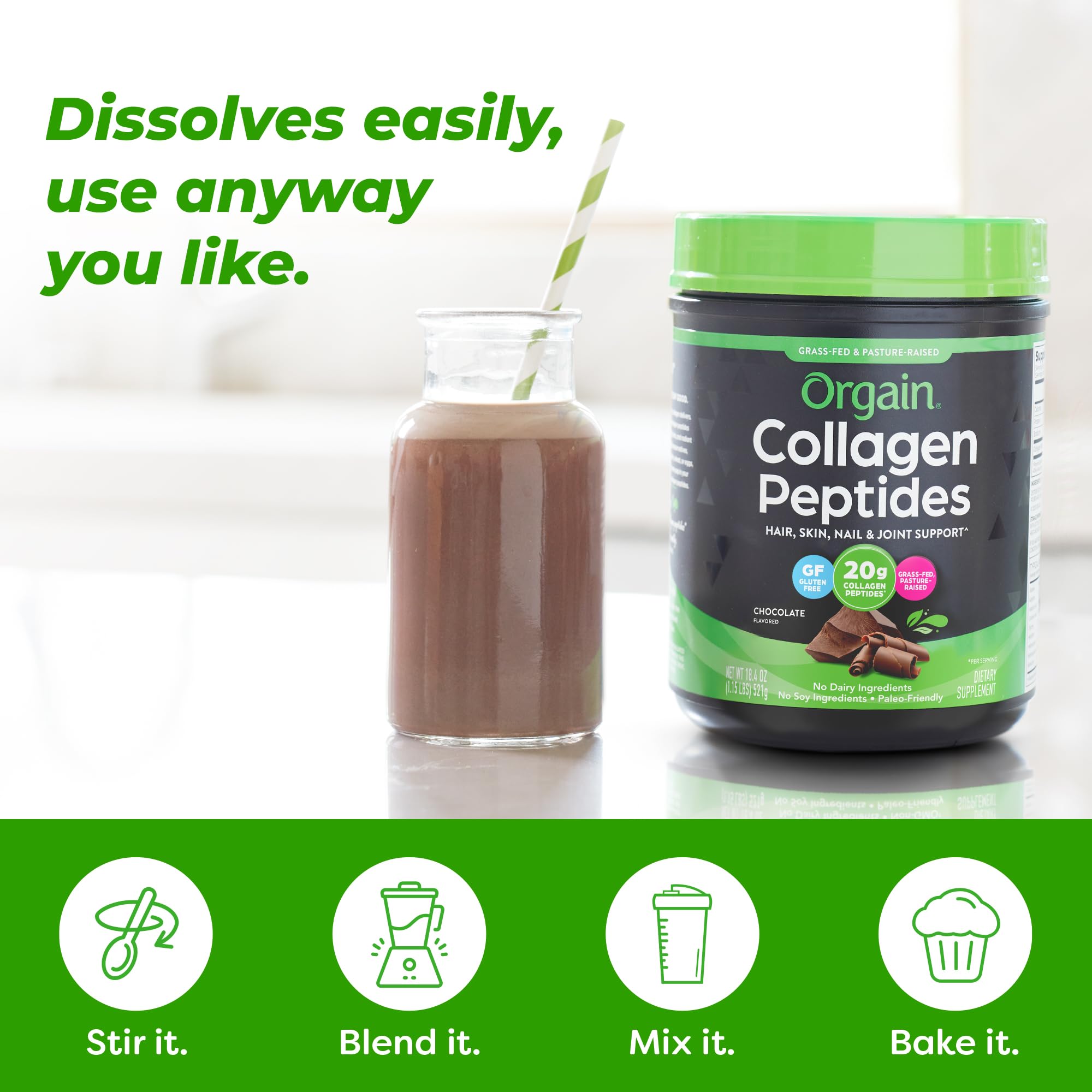 Foto 7 pulgar | Péptidos De Colágeno En Polvo Orgain Hidrolizados, 20 G, Chocolate 454 G - Venta Internacional.