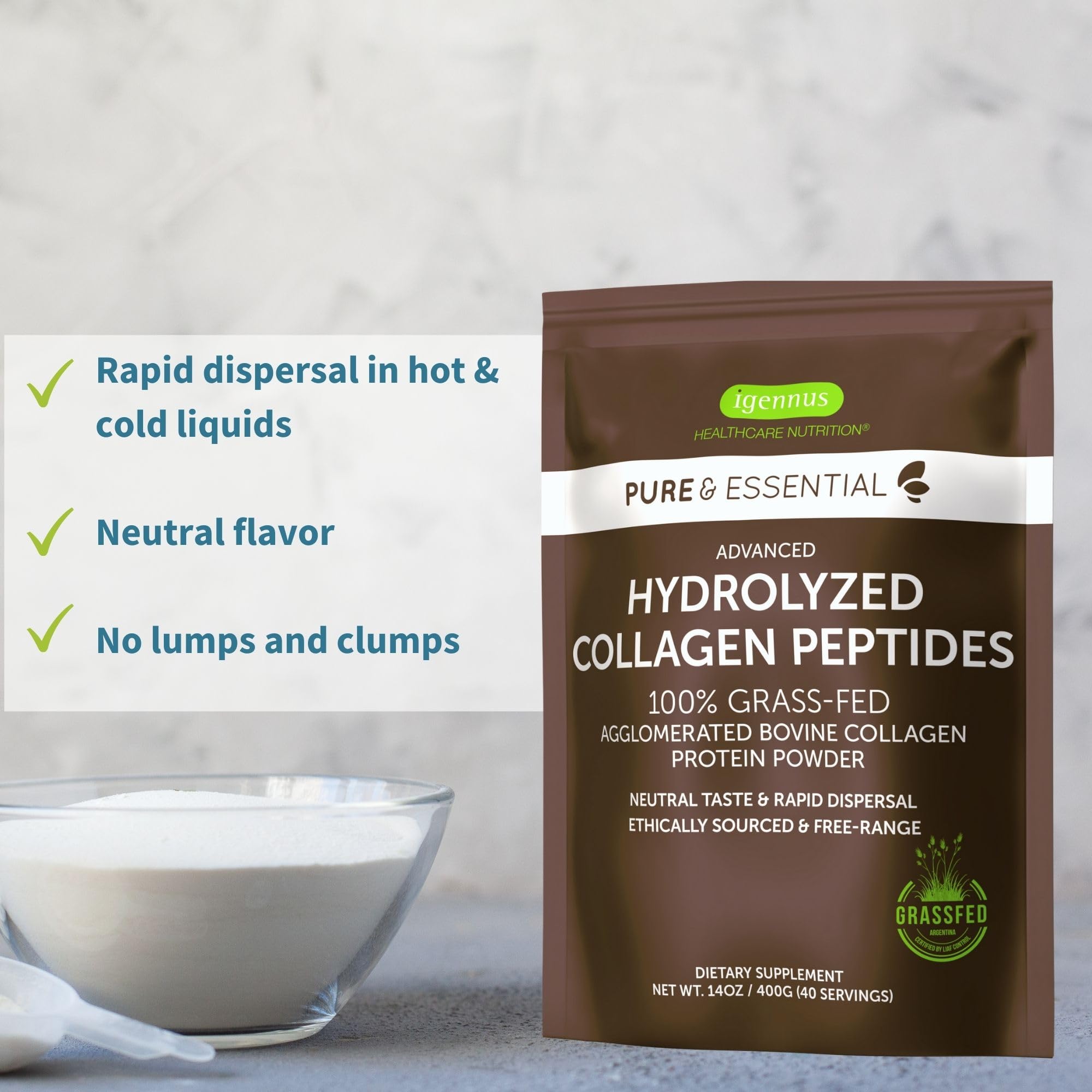 Foto 3 pulgar | Proteína De Colágeno En Polvo Igennus 100% Alimentada Con Pasto, 40 Porciones - Venta Internacional.