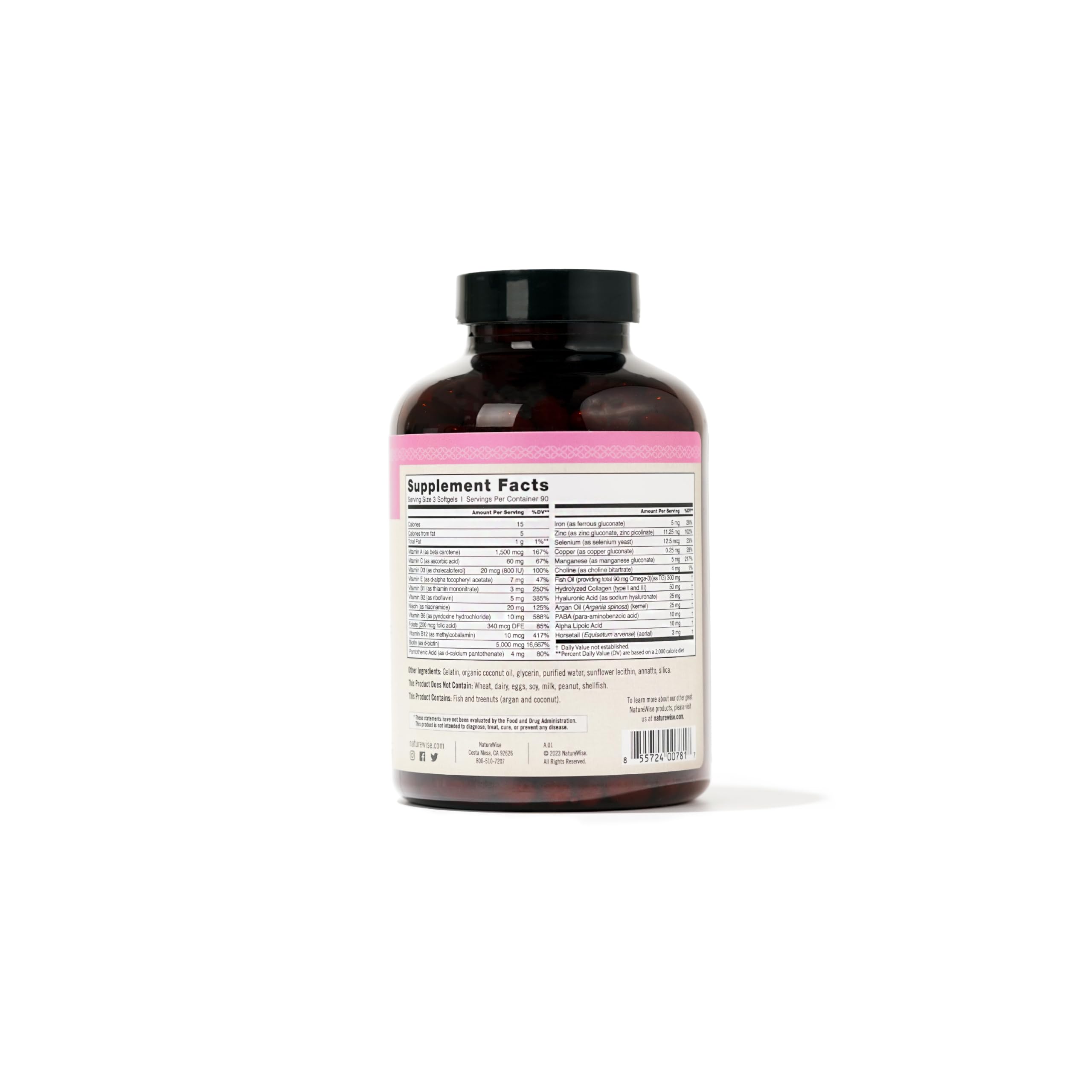 Foto 7 pulgar | Suplemento De Vitamina Naturewise Para Cabello, Piel Y Uñas: 5000 Mcg - Venta Internacional.