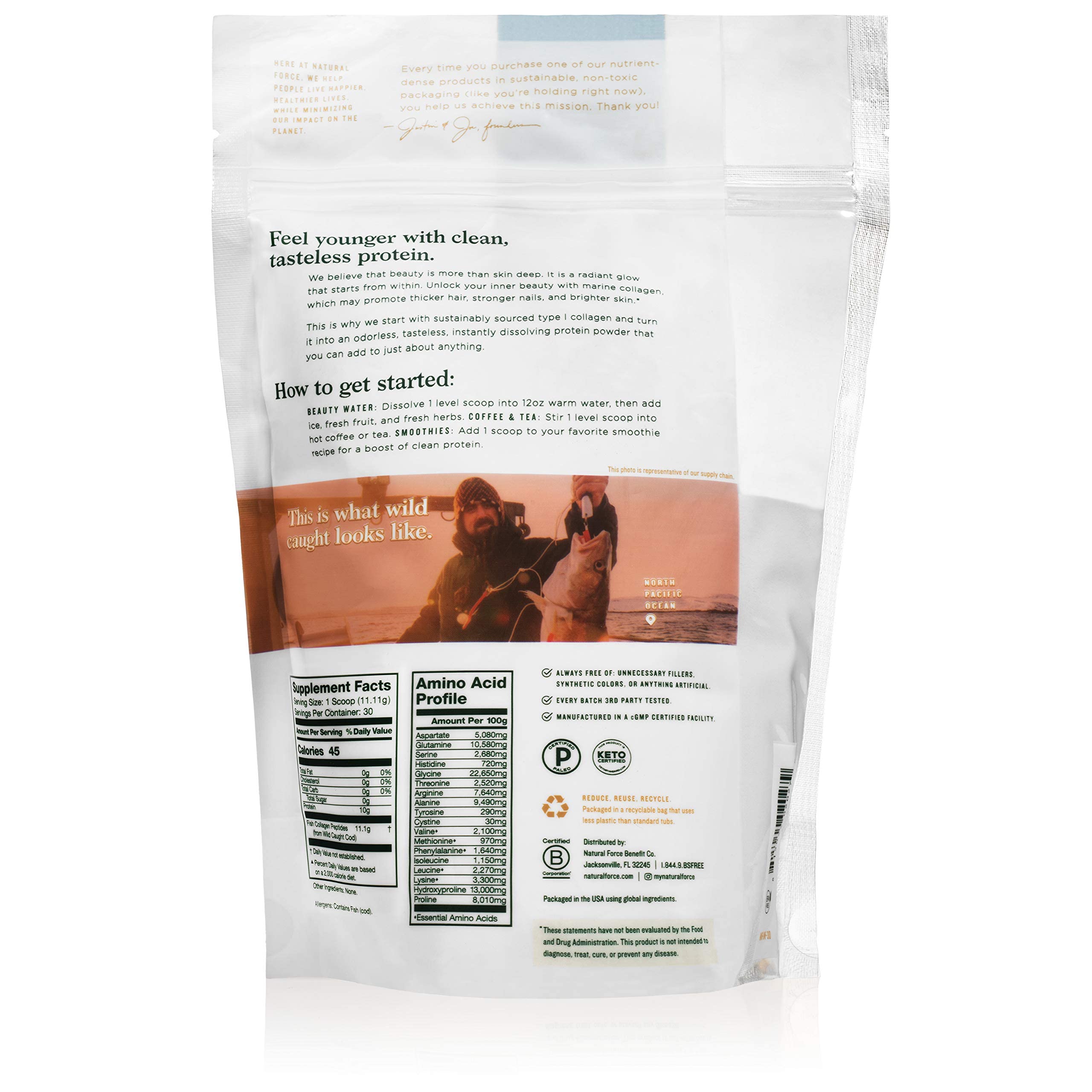 Foto 2 | Colágeno Marino En Polvo Natural Force Clean 330 Ml Keto Paleo - Venta Internacional.