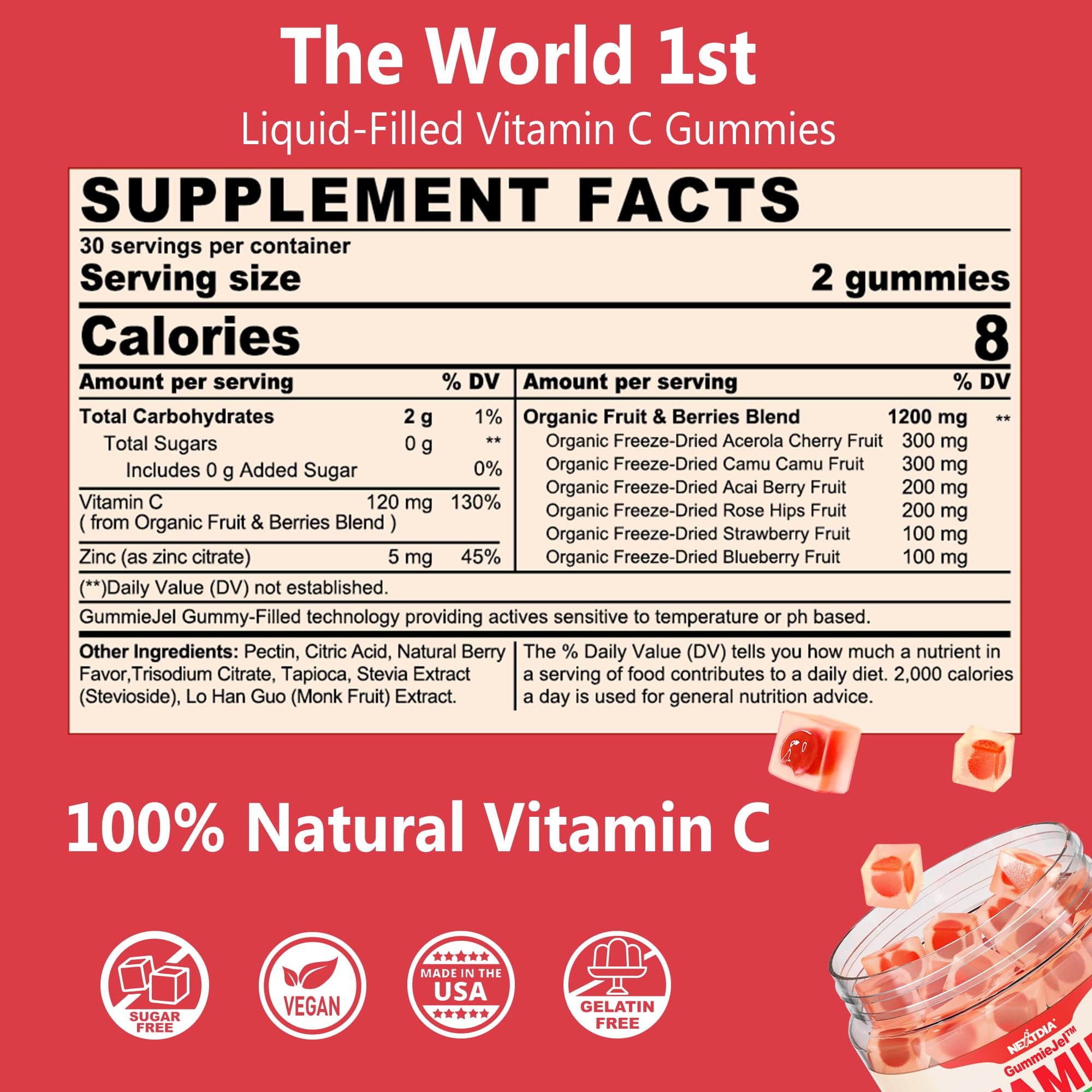 Foto 3 pulgar | Gomitas Integrales Con Vitamina C Nextdia (paquete De 2) Para Adultos Y Niños - Venta Internacional.