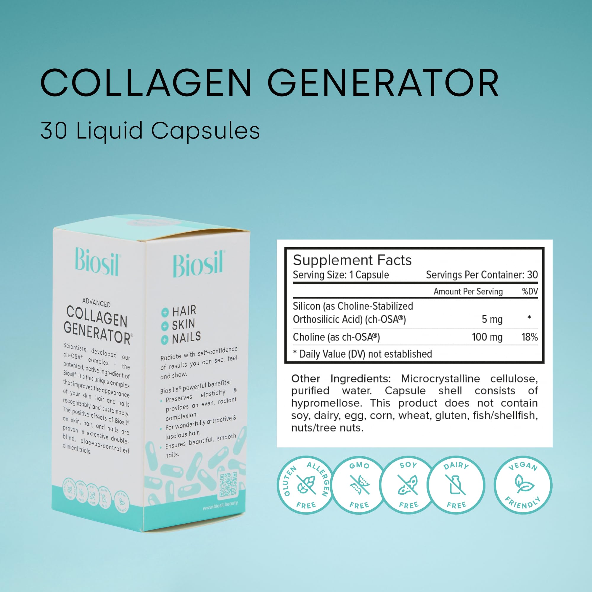 Foto 3 pulgar | Suplemento Biosil Collagen Generator, 30 Cápsulas, Suministro Para 15 Días - Venta Internacional.