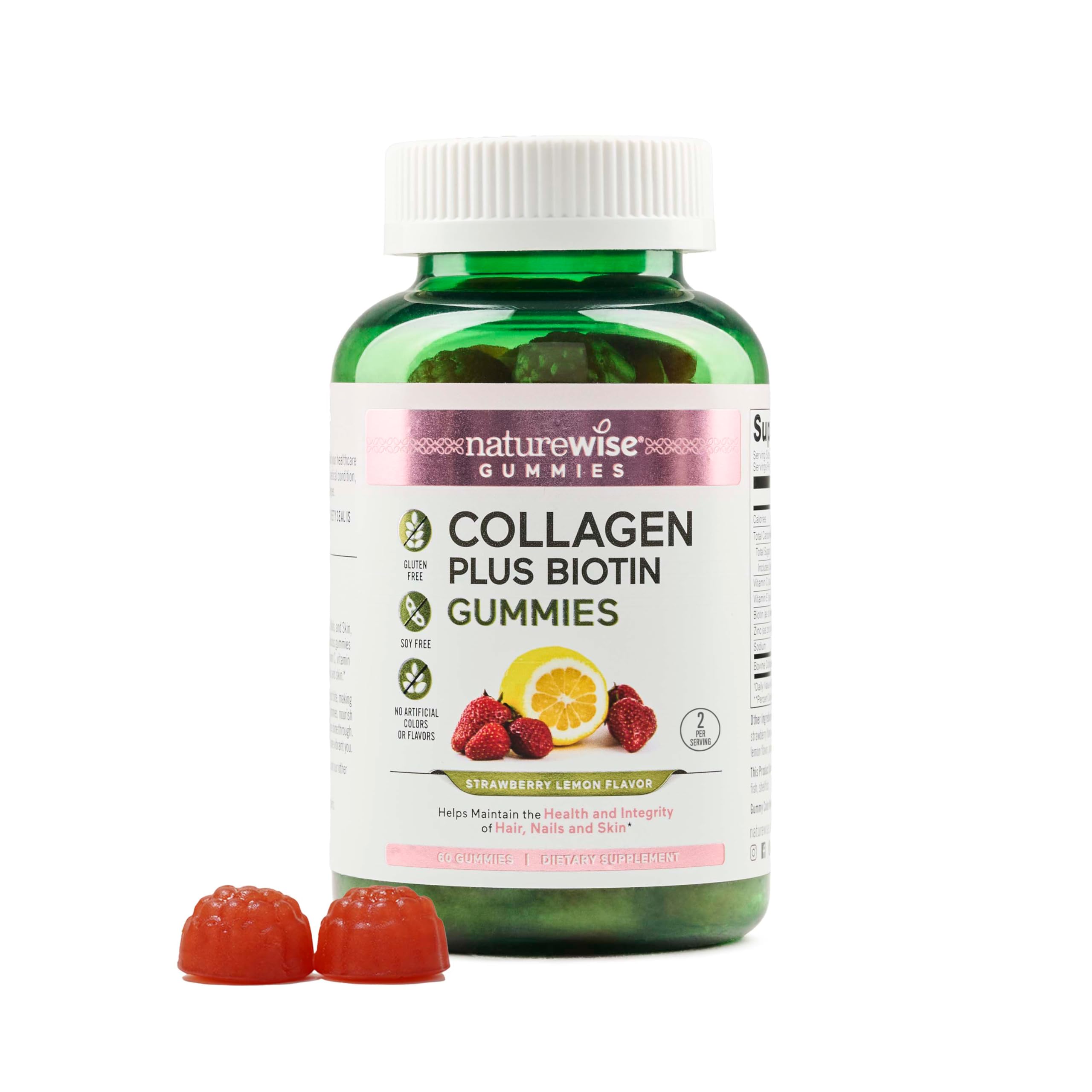 Foto 2 pulgar | Gomitas De Colágeno Naturewise Con Sabor A Fresa Y Limón, 60 Unidades - Venta Internacional.