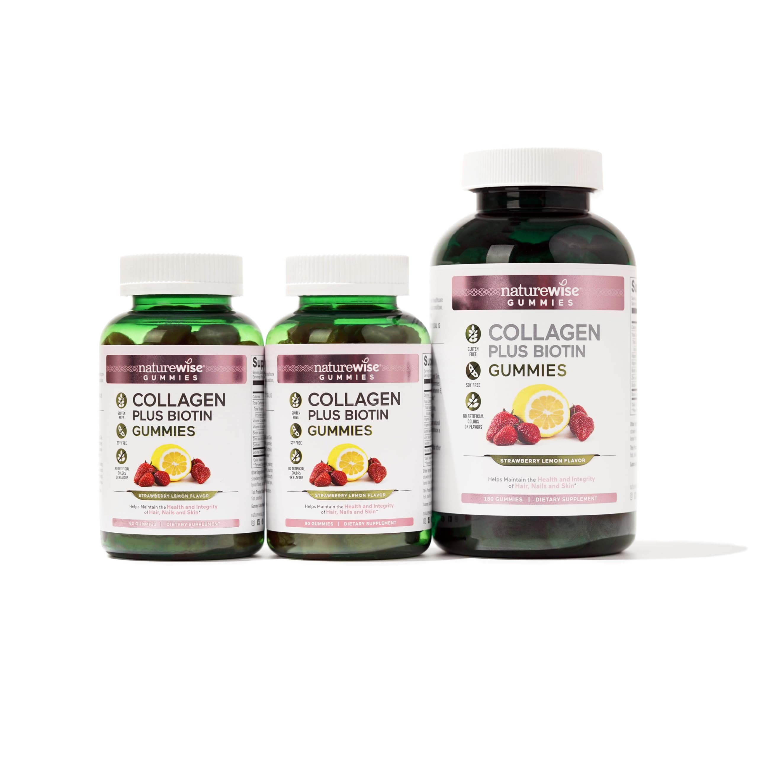 Foto 3 | Gomitas De Colágeno Naturewise Con Sabor A Fresa Y Limón, 60 Unidades - Venta Internacional.