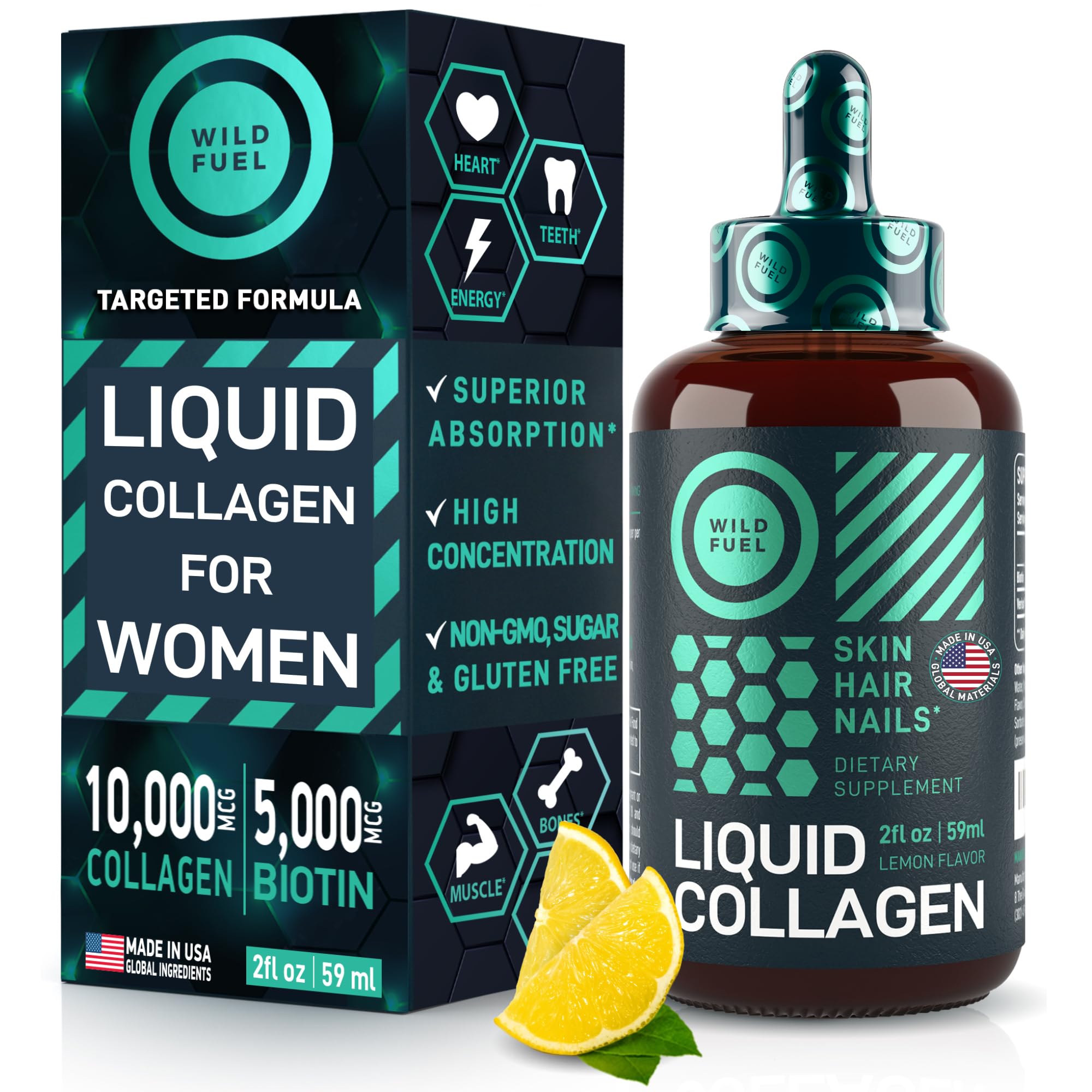 Foto 2 pulgar | Suplementos De Péptidos De Colágeno Líquido Wild Fuel De 10,000 Mcg - Venta Internacional.