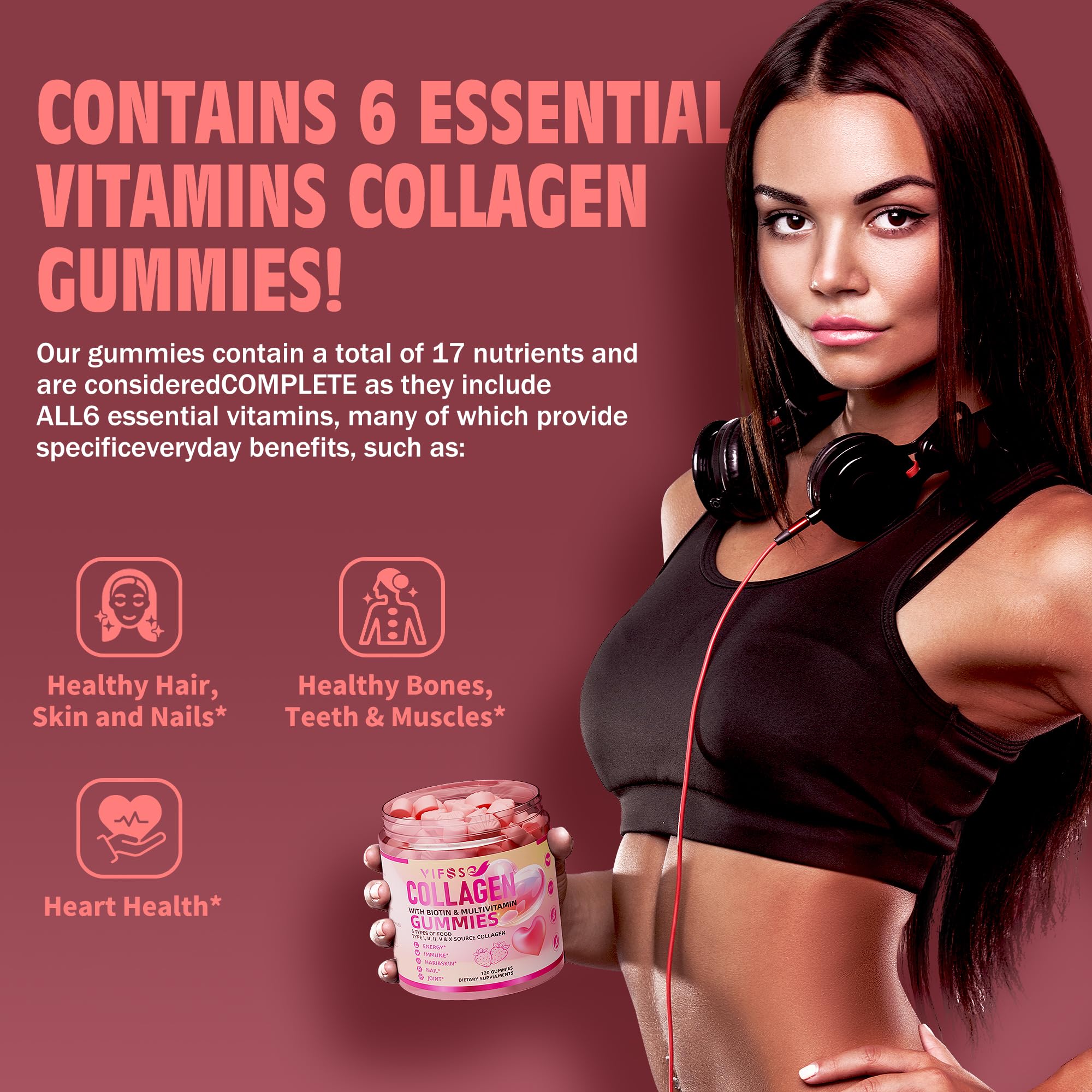 Foto 6 pulgar | Gomitas De Péptido De Colágeno Vifssg Para Mujeres 2500 Mg +biotina 15 Mg - Venta Internacional.