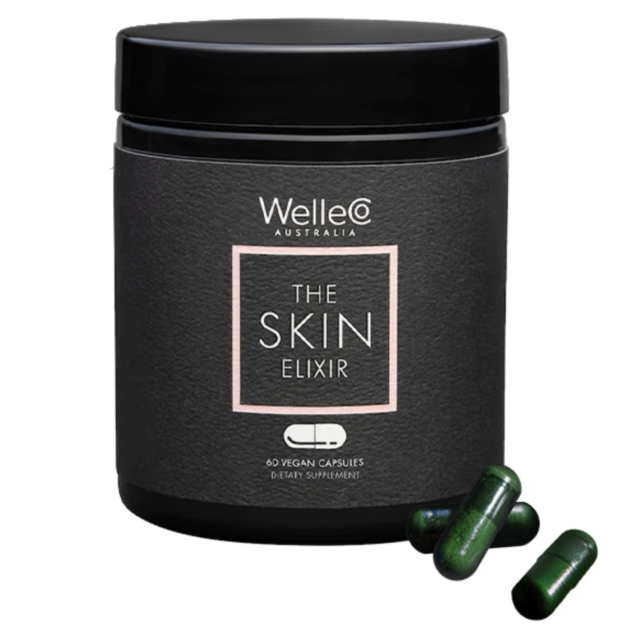 Foto 2 pulgar | Suplemento Welleco The Skin Elixir Greens 60 Cápsulas - Venta Internacional.