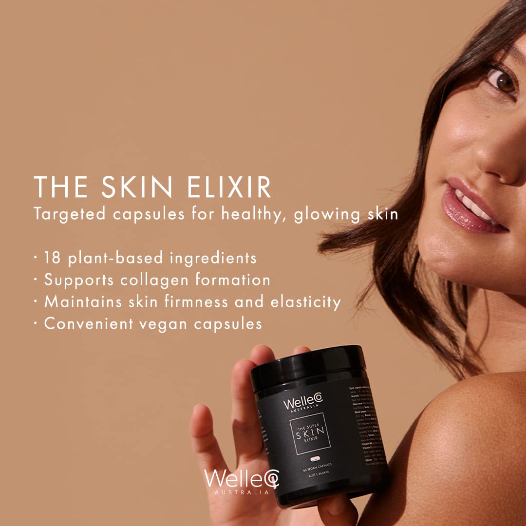 Foto 3 pulgar | Suplemento Welleco The Skin Elixir Greens 60 Cápsulas - Venta Internacional.