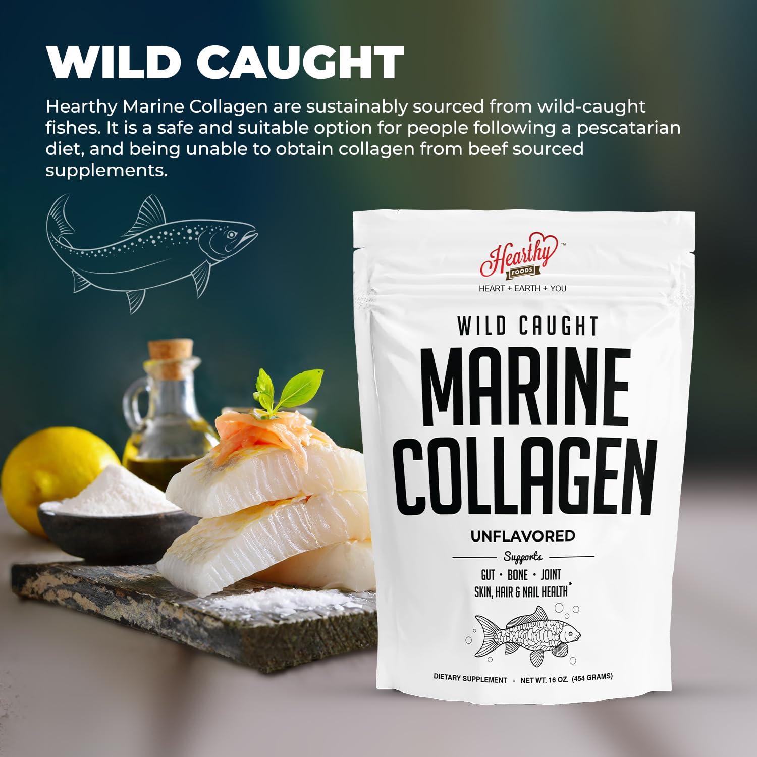 Foto 4 | Colágeno Marino En Polvo Hearthy Foods 473 Ml 45 Porciones - Venta Internacional.