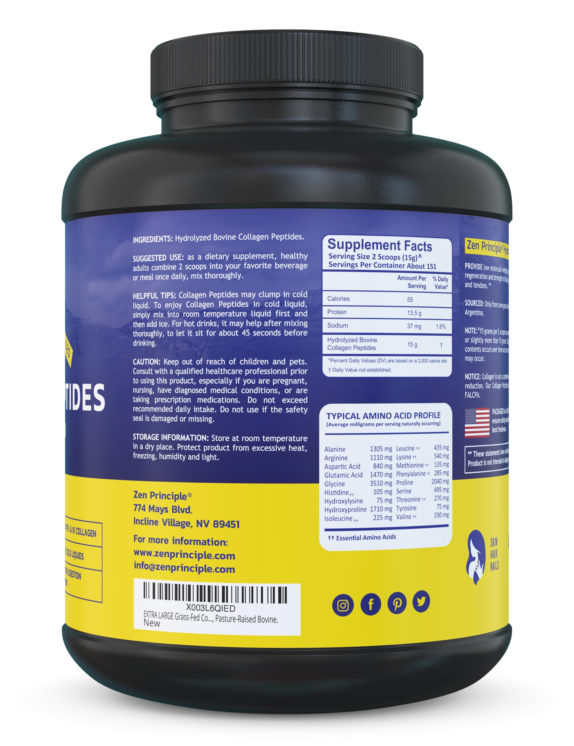 Foto 3 pulgar | Péptidos De Colágeno Zen Principle Alimentados Con Pasto, 2,27 Kg, Antienvejecimiento - Venta Internacional.