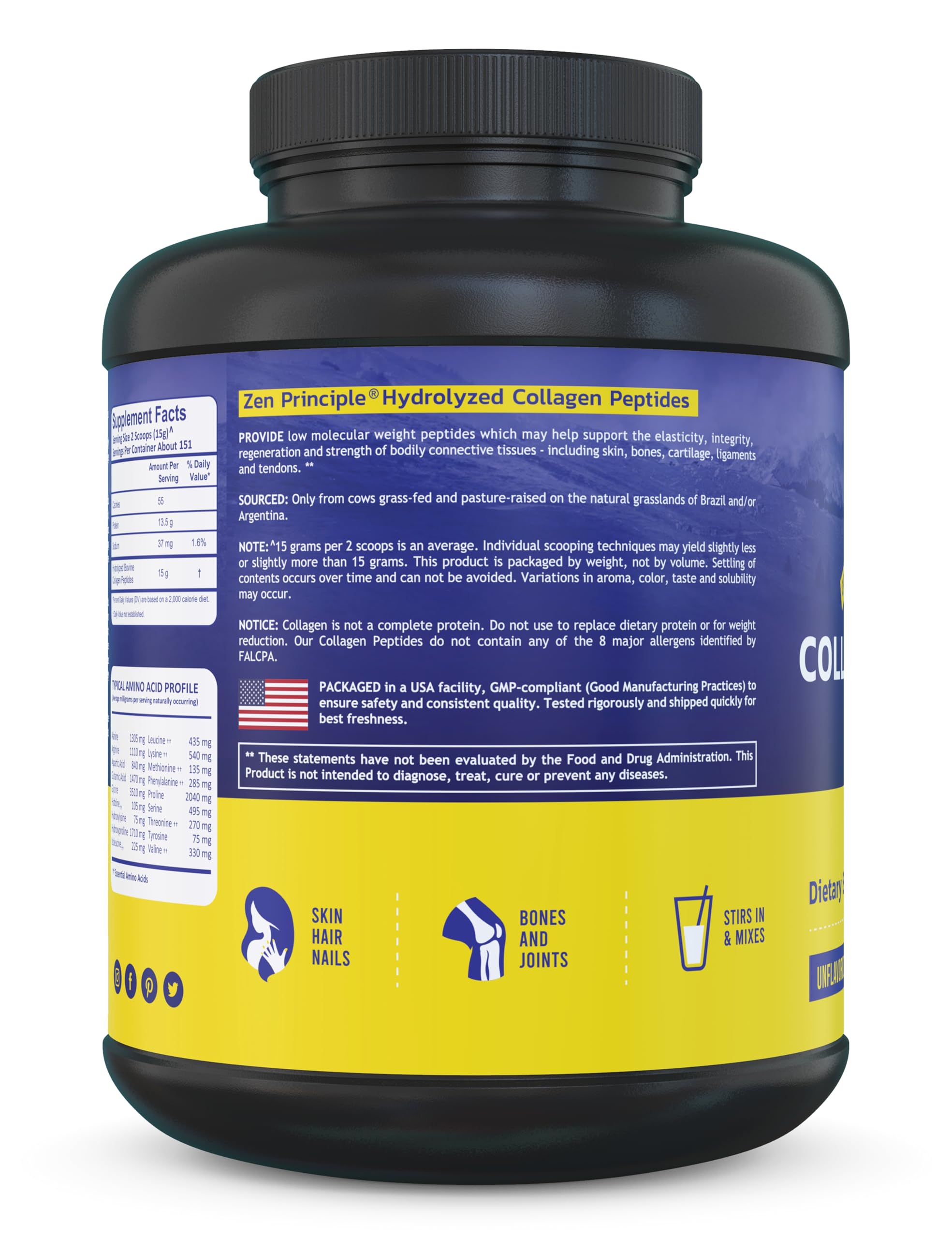 Foto 3 | Péptidos De Colágeno Zen Principle Alimentados Con Pasto, 2,27 Kg, Antienvejecimiento - Venta Internacional.