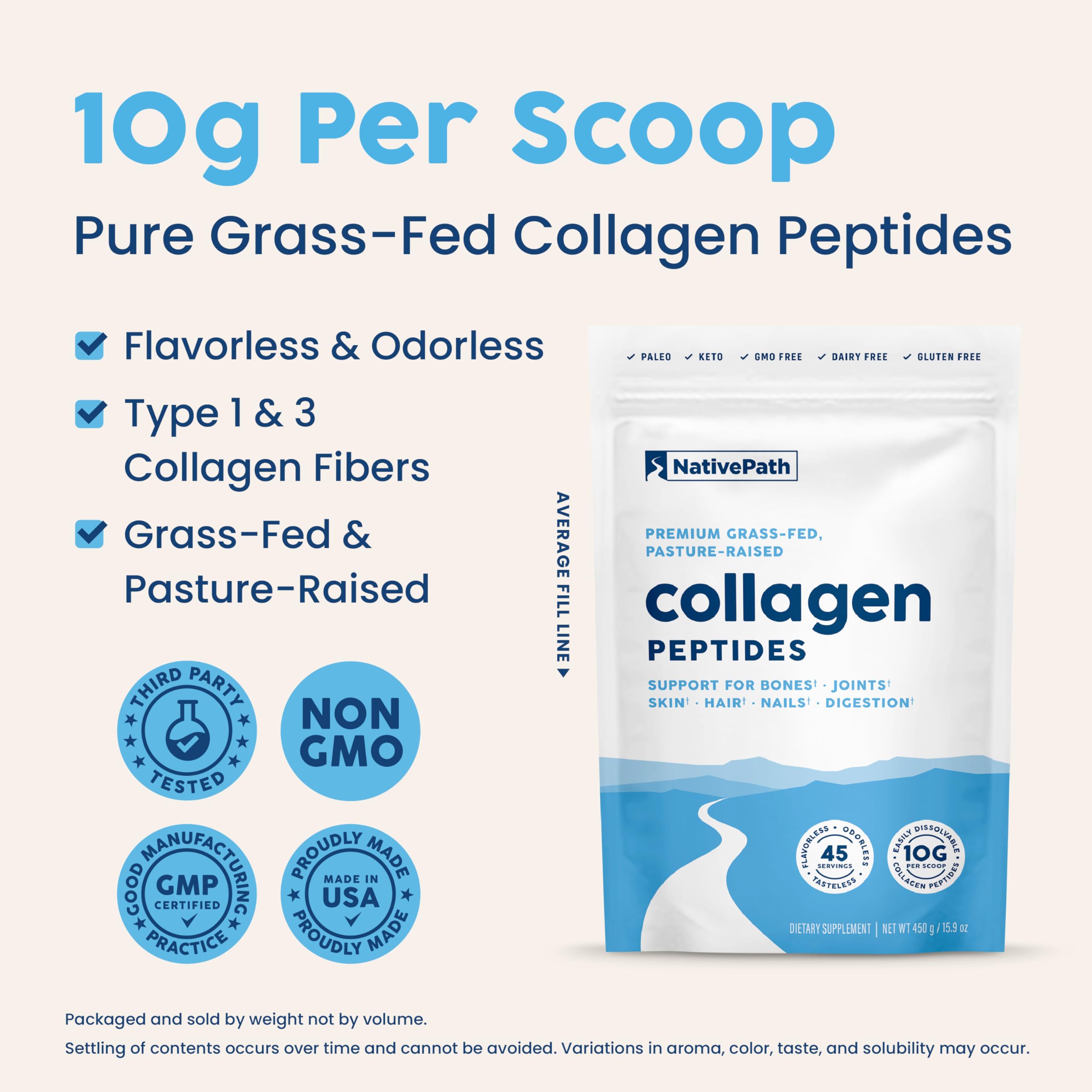 Foto 5 pulgar | Proteína De Péptidos De Colágeno Nativepath Hidrolizada Tipo 1 Y 3, 450 Ml - Venta Internacional.