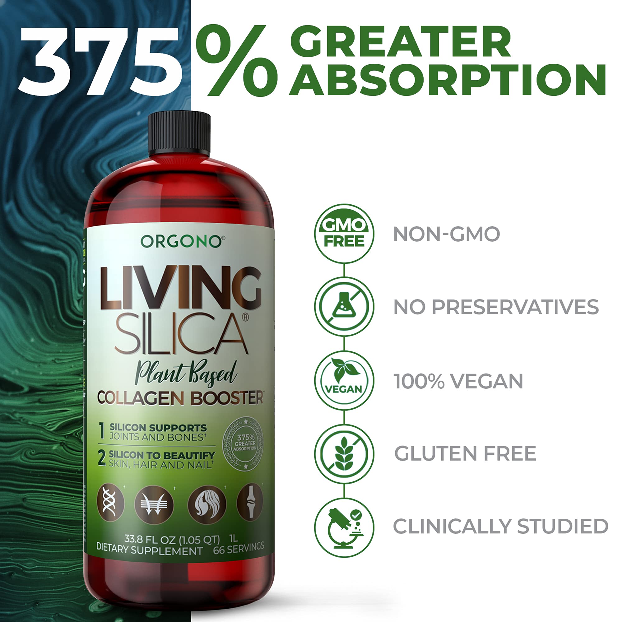 Foto 5 | Suplemento De Colágeno De Origen Vegetal Orgono Living Silica, 1 Litro - Venta Internacional.