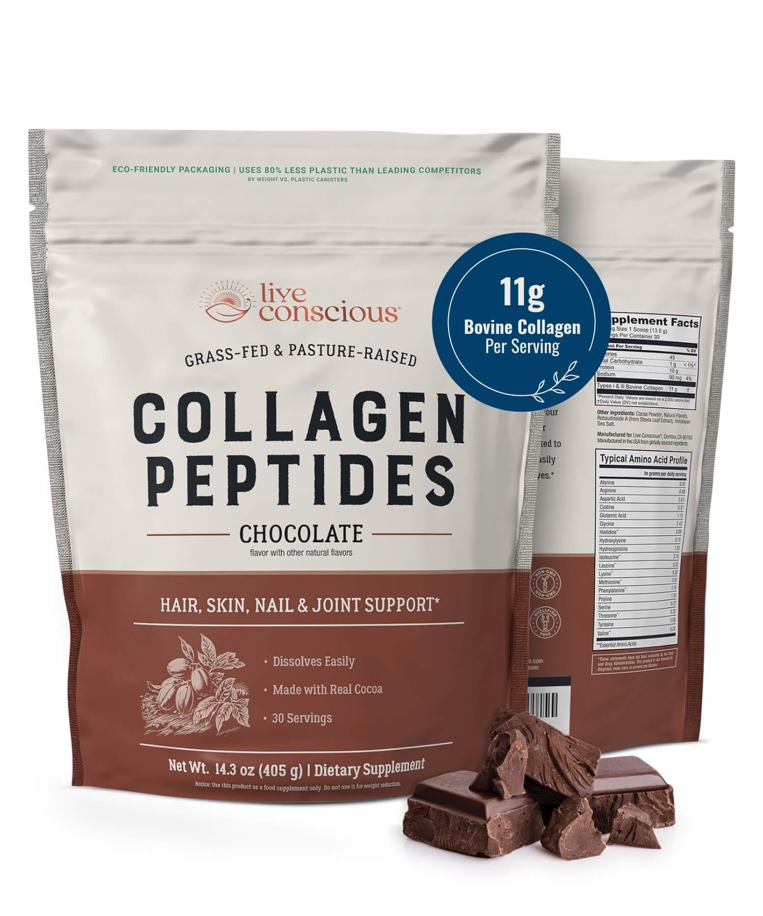 Foto 2 pulgar | Péptidos De Colágeno En Polvo Live Conscious Chocolate 450 Ml - Venta Internacional.